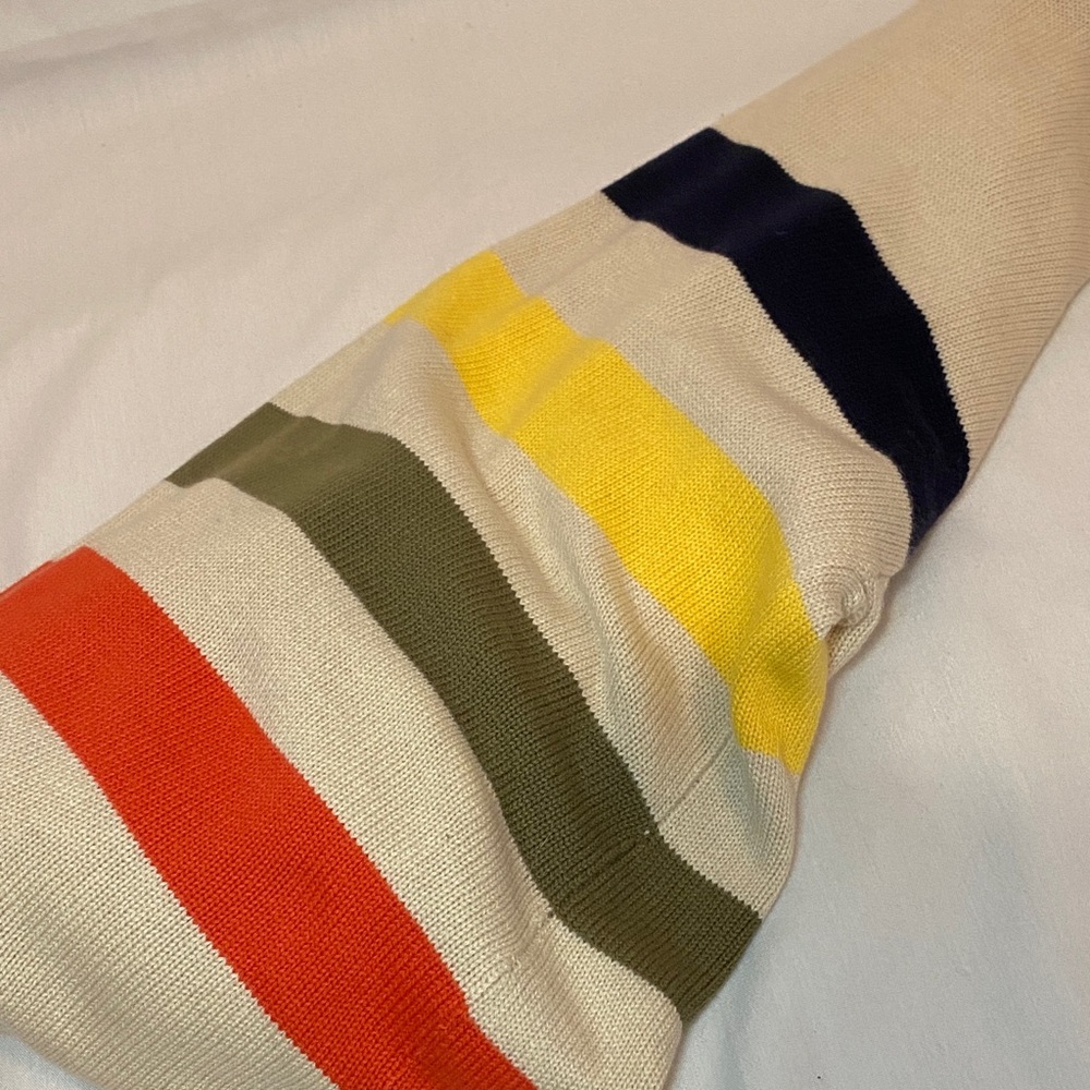 Talbots Cream Cardigan with Colorful Stripes - Picture 8 of 10